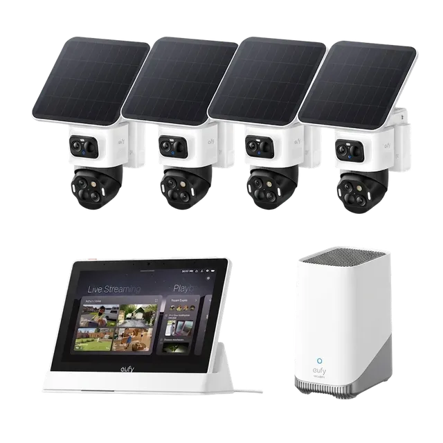 eufy-eufycam-s4-4er-set-homebase-3-smart-display-e10-berwachungsset-mit-solarplu image 1