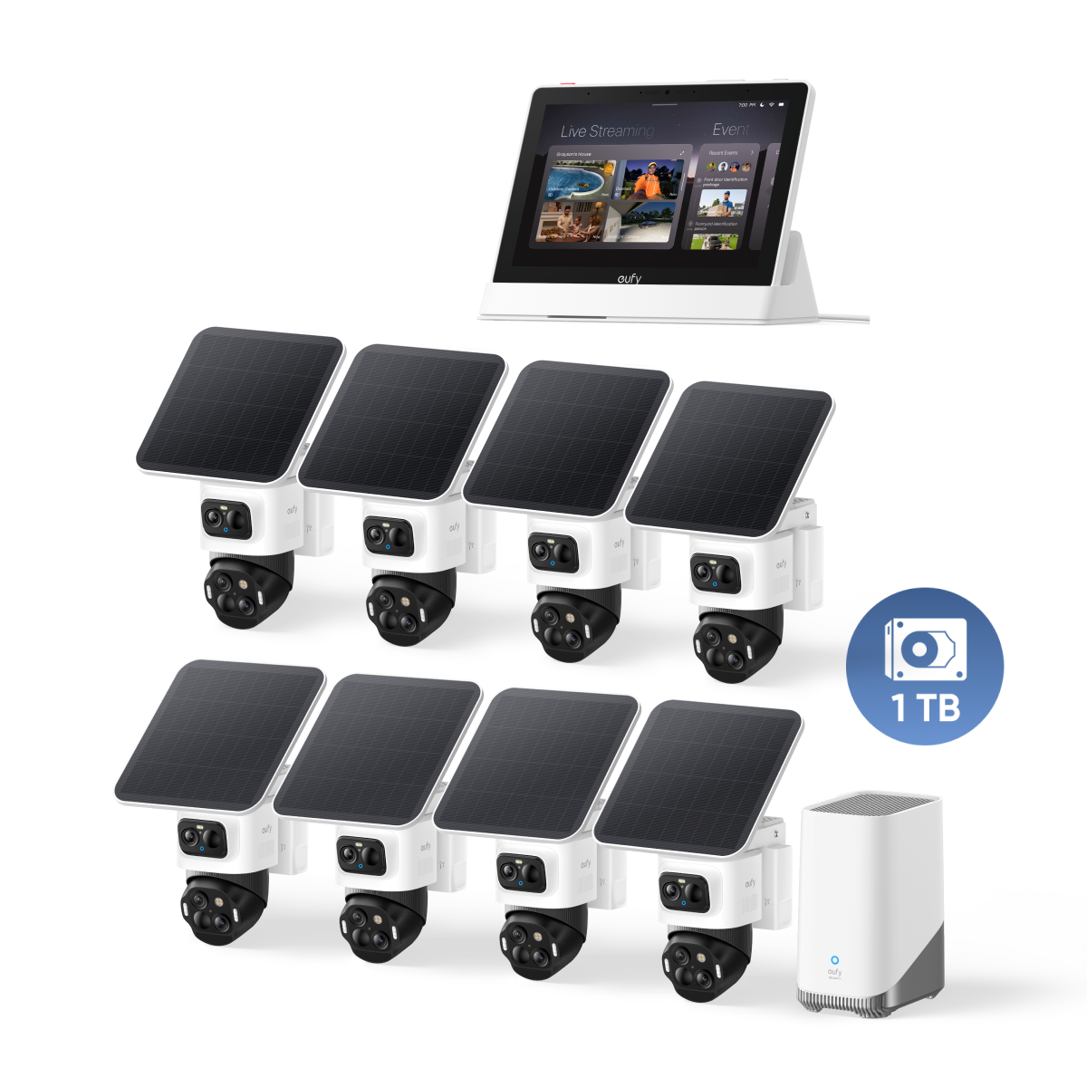 eufycam-s4-kit-mit-8-kameras-homebase-s380-smart-display-1tb-festplatte image 1
