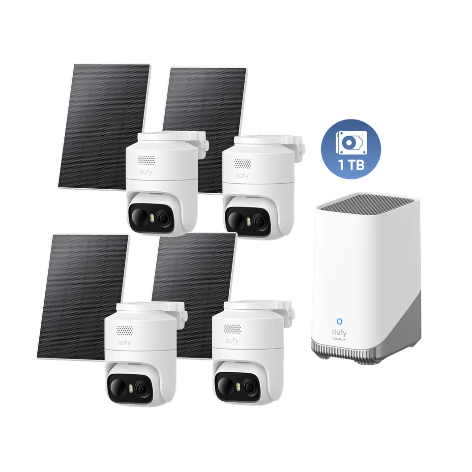 eufy-eufycam-c37-4-kamera-set-mit-homebase-3-und-1-tb-festplatte-2k-360-ai-track image 1