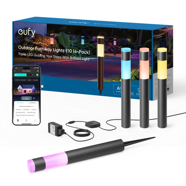 eufy-outdoor-pathway-lights-e10-4er-pack-triple-led-gartenleuchten-mit-rgb-und-a image 1