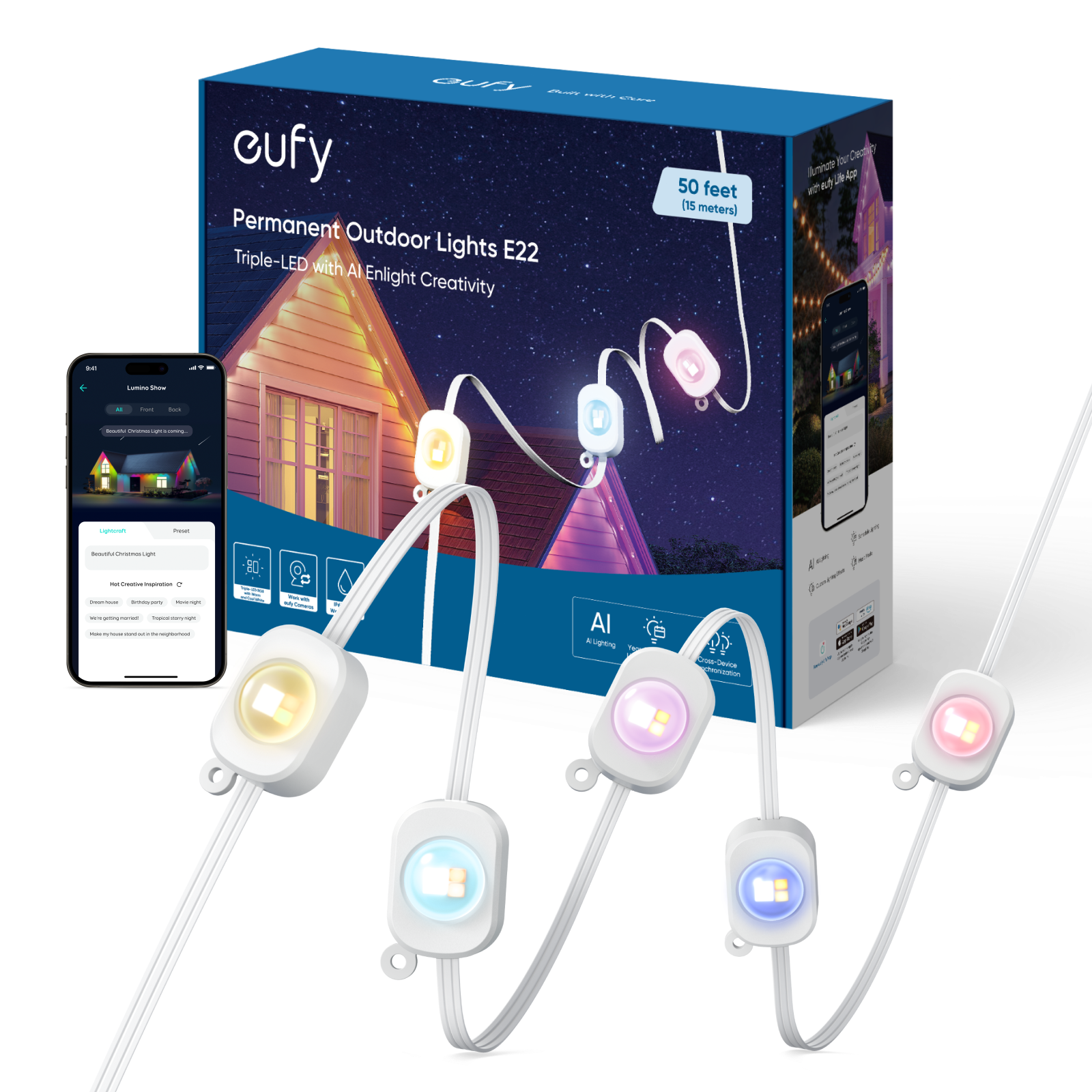eufy-permanent-outdoor-light-e22-15-m-dauerhafte-au-enleuchte-mit-30-triple-led- image 1