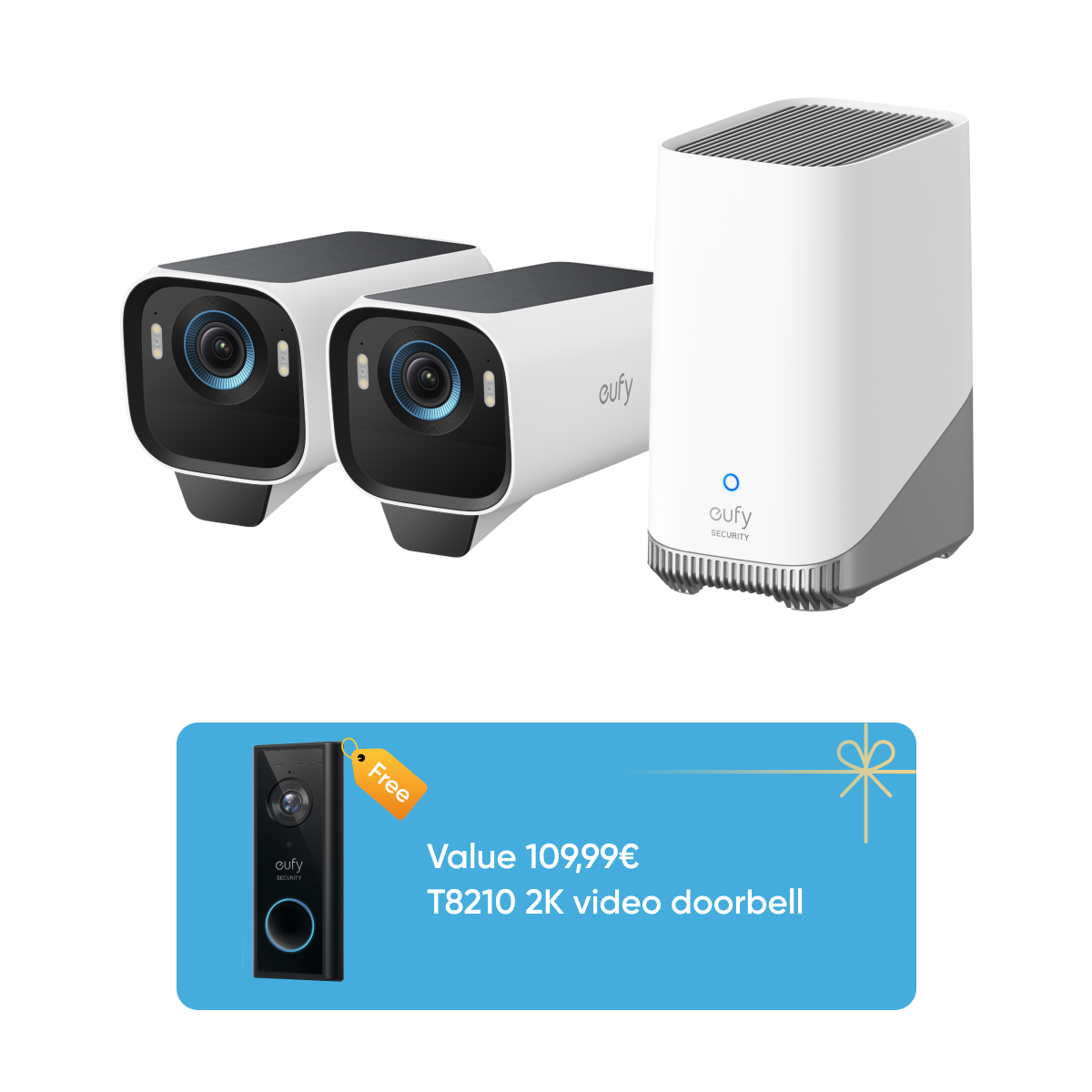 eufy-eufycam-s3-pro-2-kameras-set-video-doorbell-s220-add-on-berwachungsset-mit- image 1
