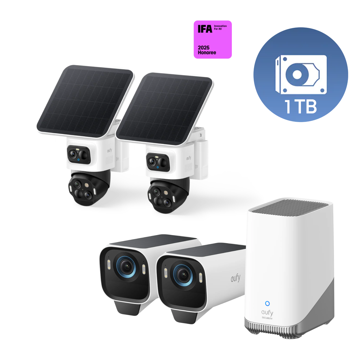 eufy-eufycam-s4-kit-2-kameras-homebase-s380-s3-pro-zusatzkamera-2er-pack-1tb-fes image 1